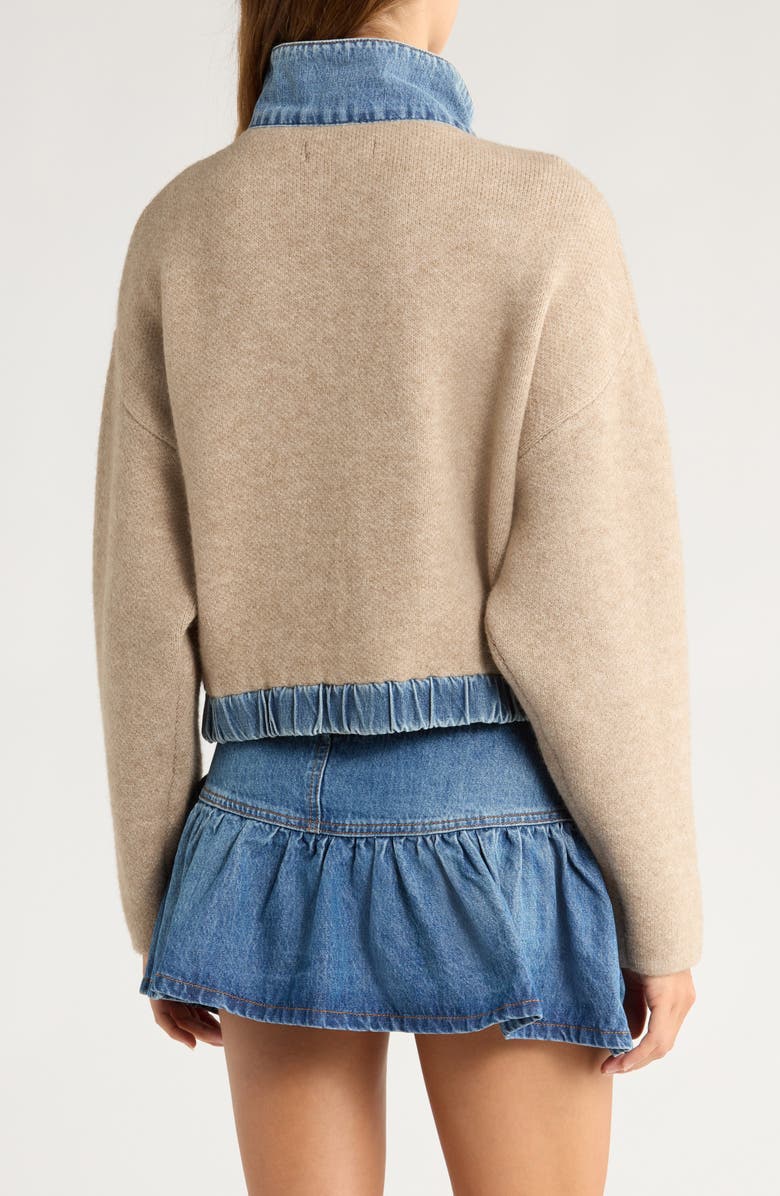 BLANKNYC Sweater Denim Bomber Jacket, Alternate, color, 