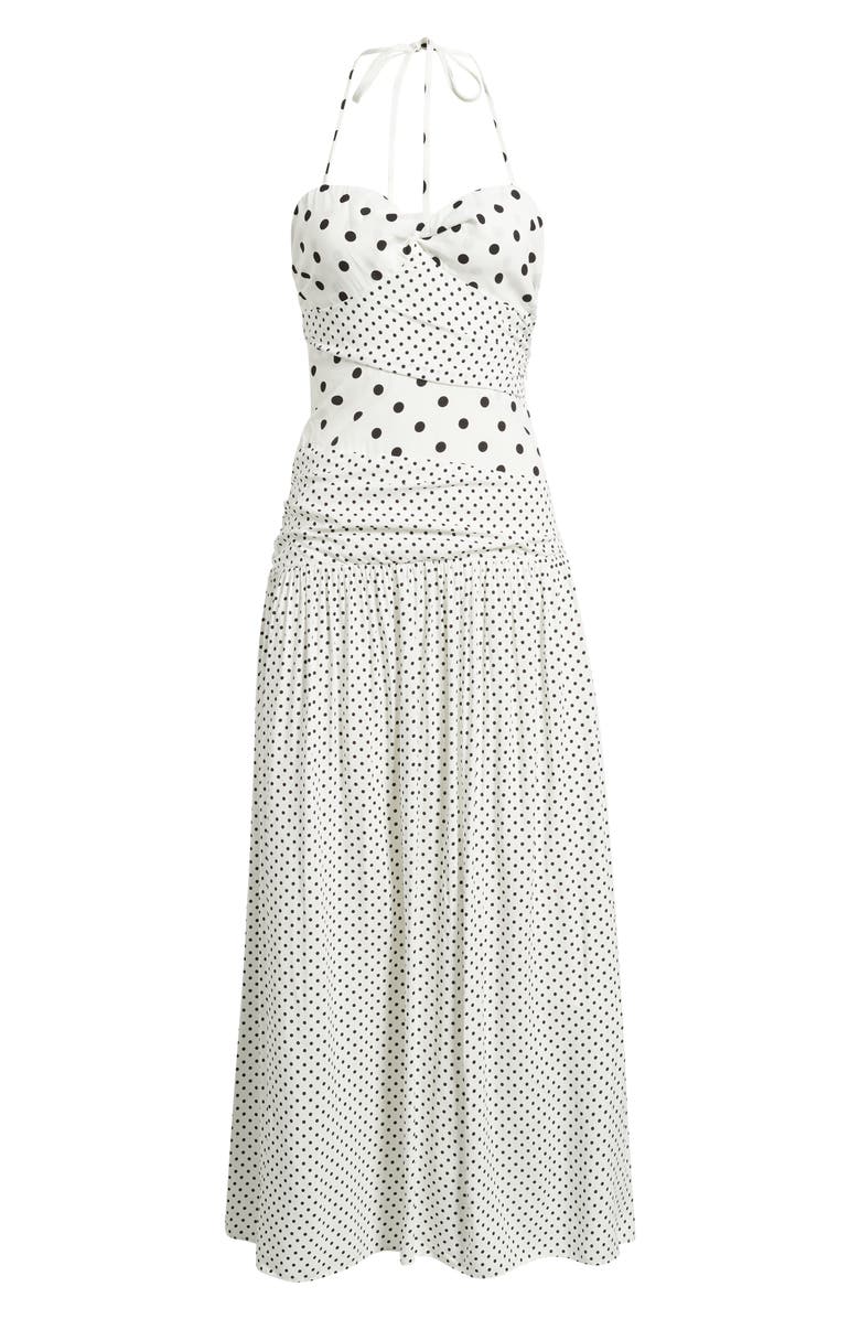 Princess Polly Marguerite Halter Dot Print Maxi Dress, Alternate, color, White Polka