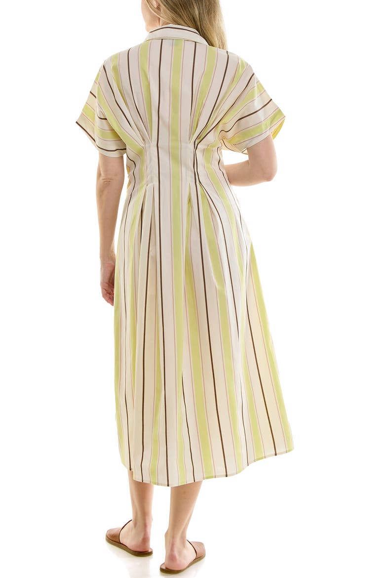 Pintuck Waist Midi Shirtdress, Alternate, color, MINT / CHOCOLATE