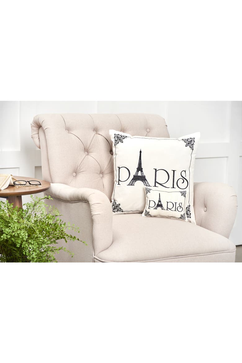 French Eiffel Tower "PARIS" Handcrafted Embroidered Accent Pillow, 18" x 18", Alternate, color, Black