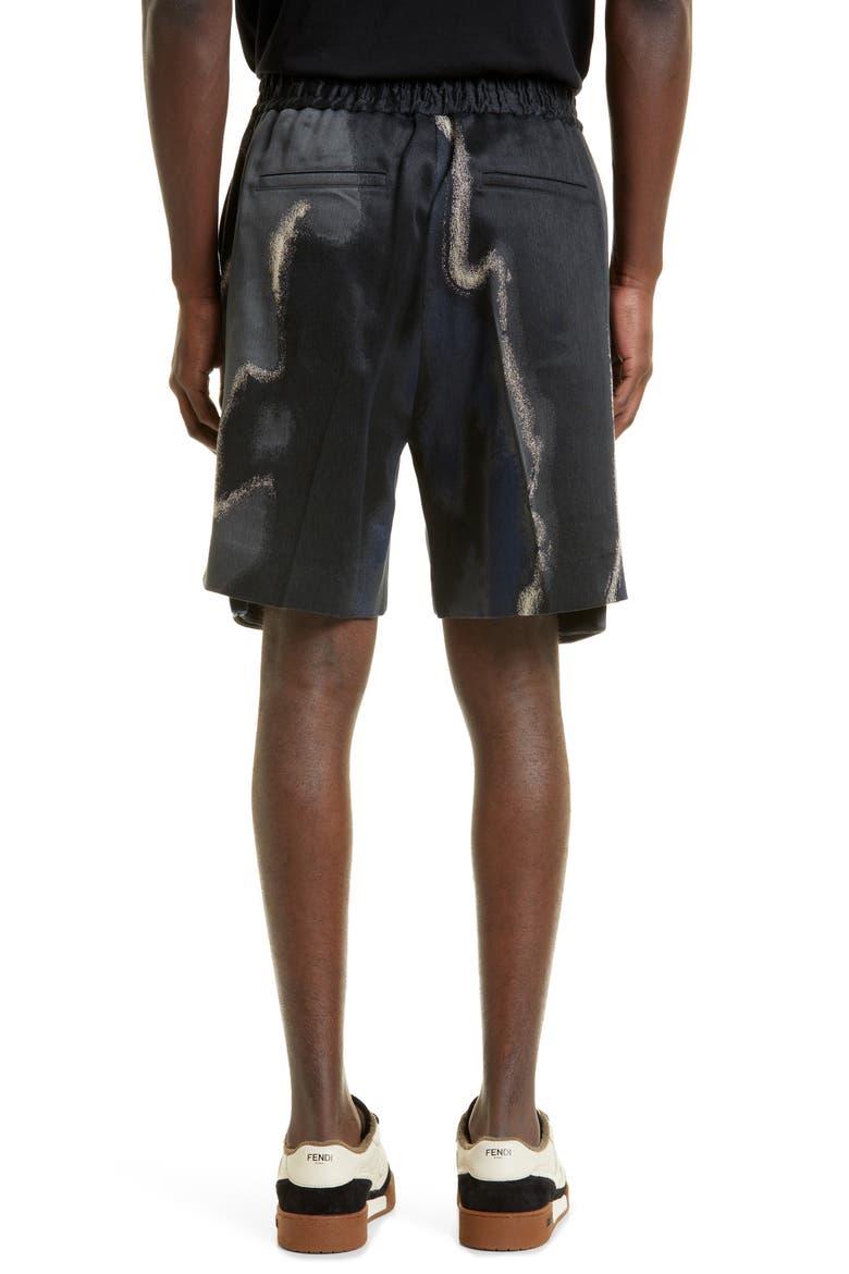Men's Earth Print Linen, Cotton & Silk Cargo Shorts, Alternate, color, MOONLIGHT