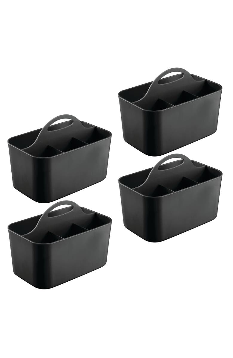 mDesign Small Plastic Caddy Tote for Desktop Office Supplies, 4 Pack, Main, color, 