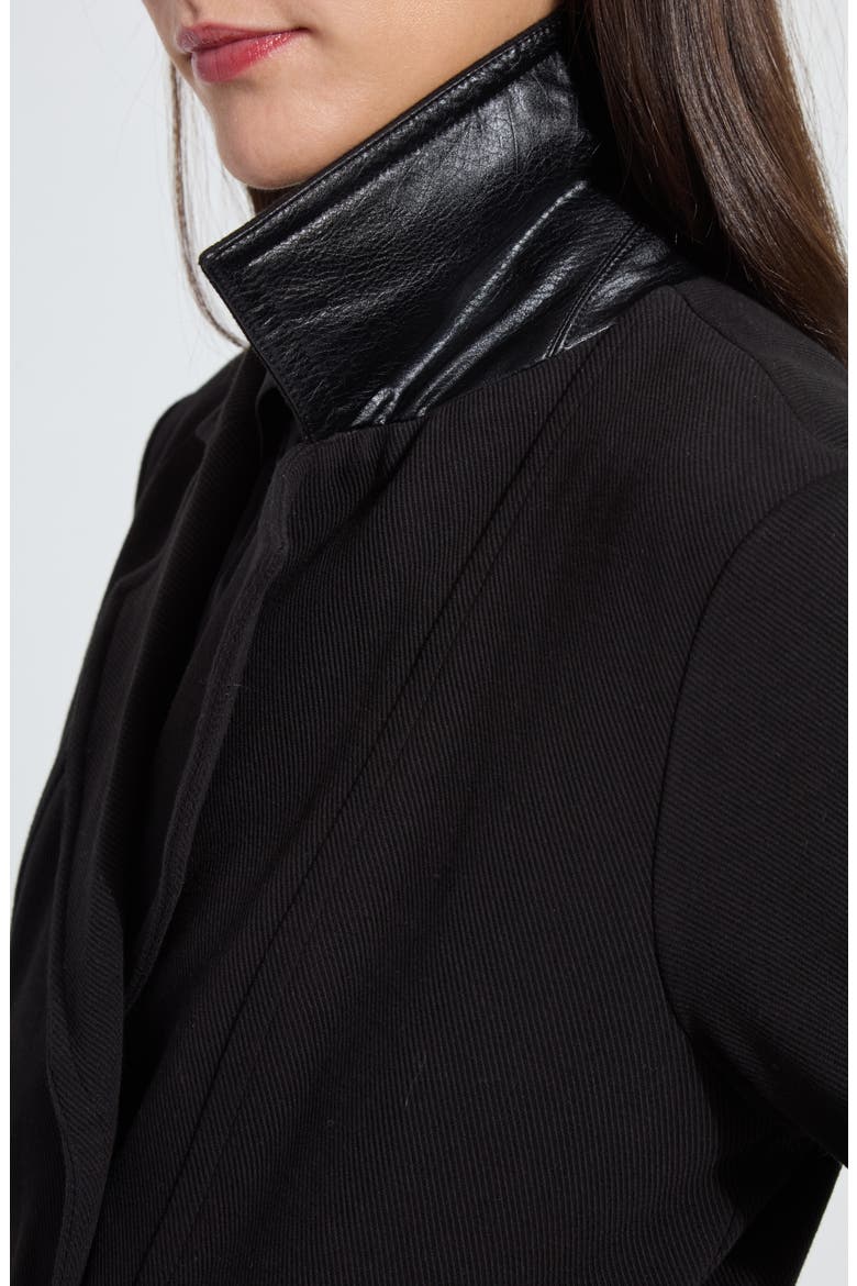 Alma Calvary Stretch Cotton Twill Peacoat, Alternate, color, BLACK