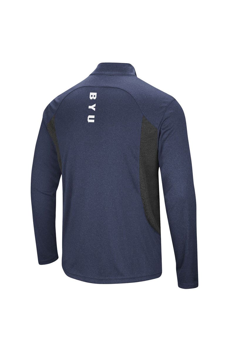 COLOSSEUM Men's Colosseum Heathered Heather Navy BYU Cougars Audible Lightweight Windshirt Quarter-Zip Pullover, Alternate, color, 