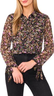 CeCe Floral Button-Up Shirt