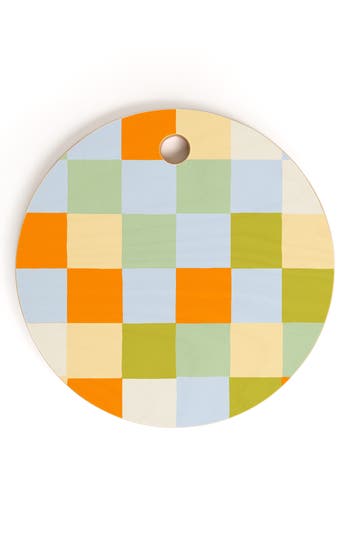 Deny Designs Tiles Iii Checkered Cutting Board In Orange