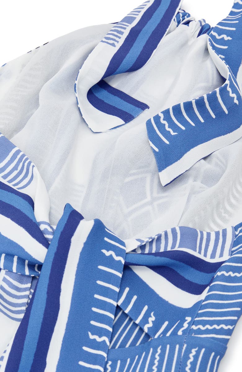 Reiss Joselyn Scarf Print Halter Neck Midi Dress, Alternate, color, Blue