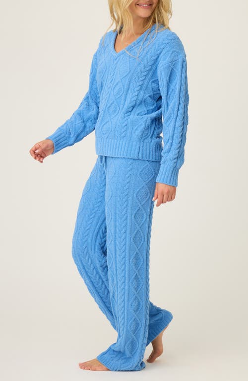 Pj Salvage Cozy Cable Knit Chenille Pajamas In Blue