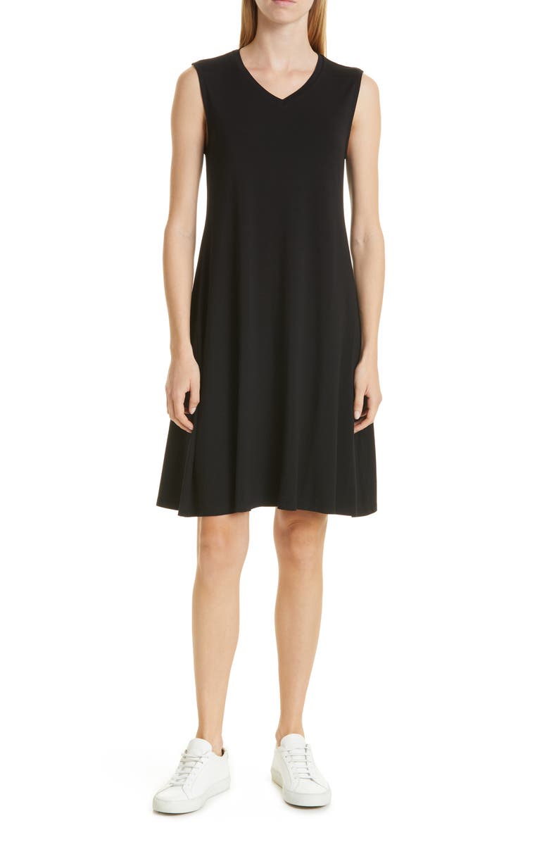 Eileen Fisher Sleeveless V-Neck Dress, Main, color, 