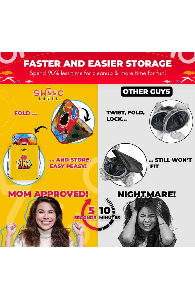 Swooc Games Dino Frenzy | 2-in-1 Corn Hole Games for Kids, Alternate, color, Red