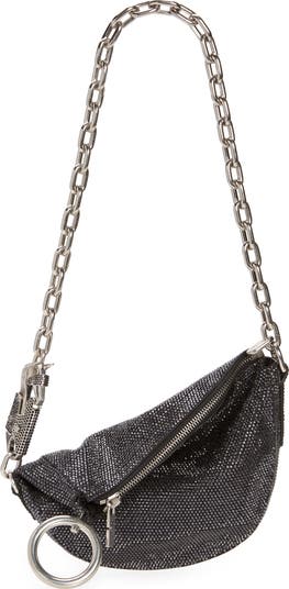 Burberry Small Knight Crystal Embellished Suede Shoulder Bag