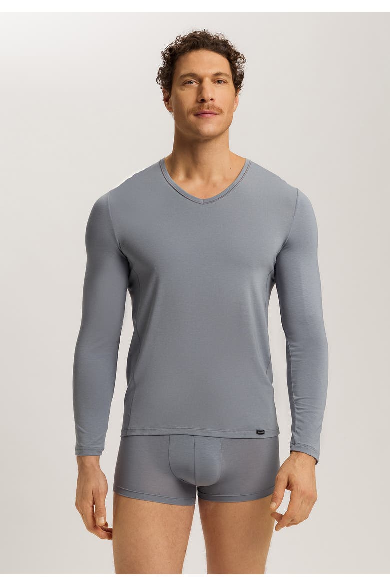 Natural Function Tencel And Cotton Fitted V-Neck Top, Alternate, color, Cliff Grey