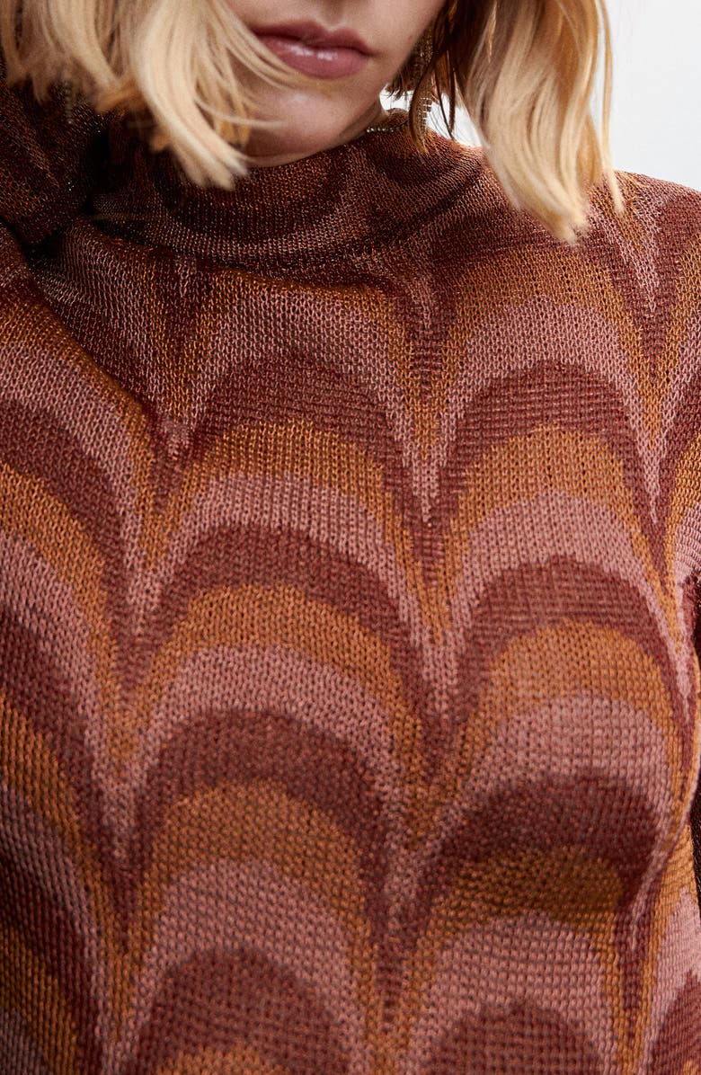 MANGO Metallic Long Sleeve Knit Shift Dress, Alternate, color, 