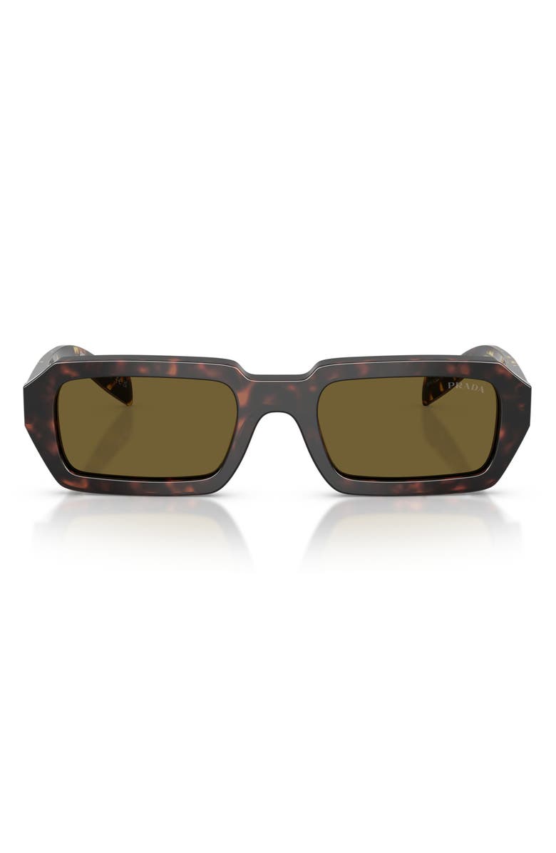 Prada 52mm Rectangular Sunglasses, Main, color, Dark Havana/ Dark Brown
