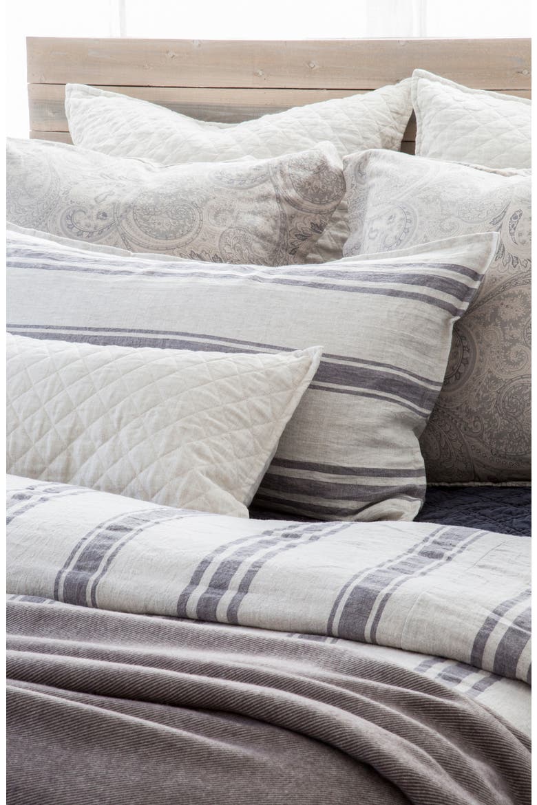 Jackson Stripe Linen Sham, Alternate, color, FLAX/ MIDNIGHT