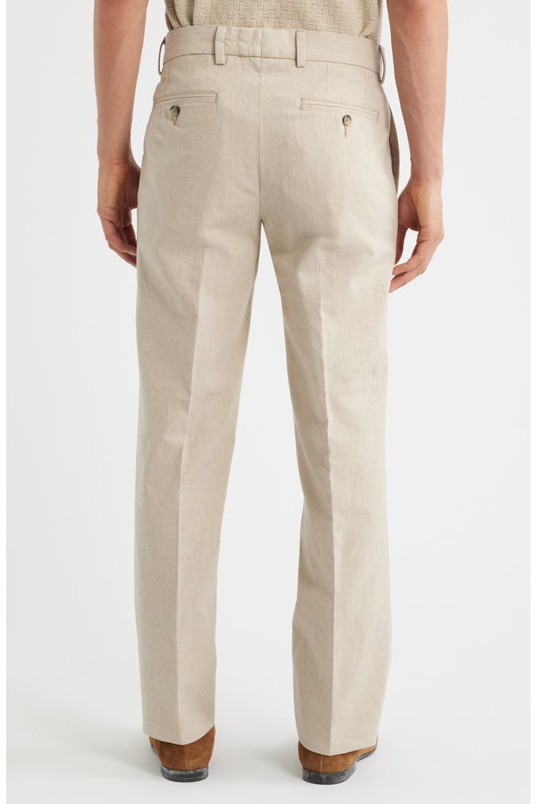 Flat Front Cotton & Linen Straight Leg Pants, Alternate, color, KHAKI