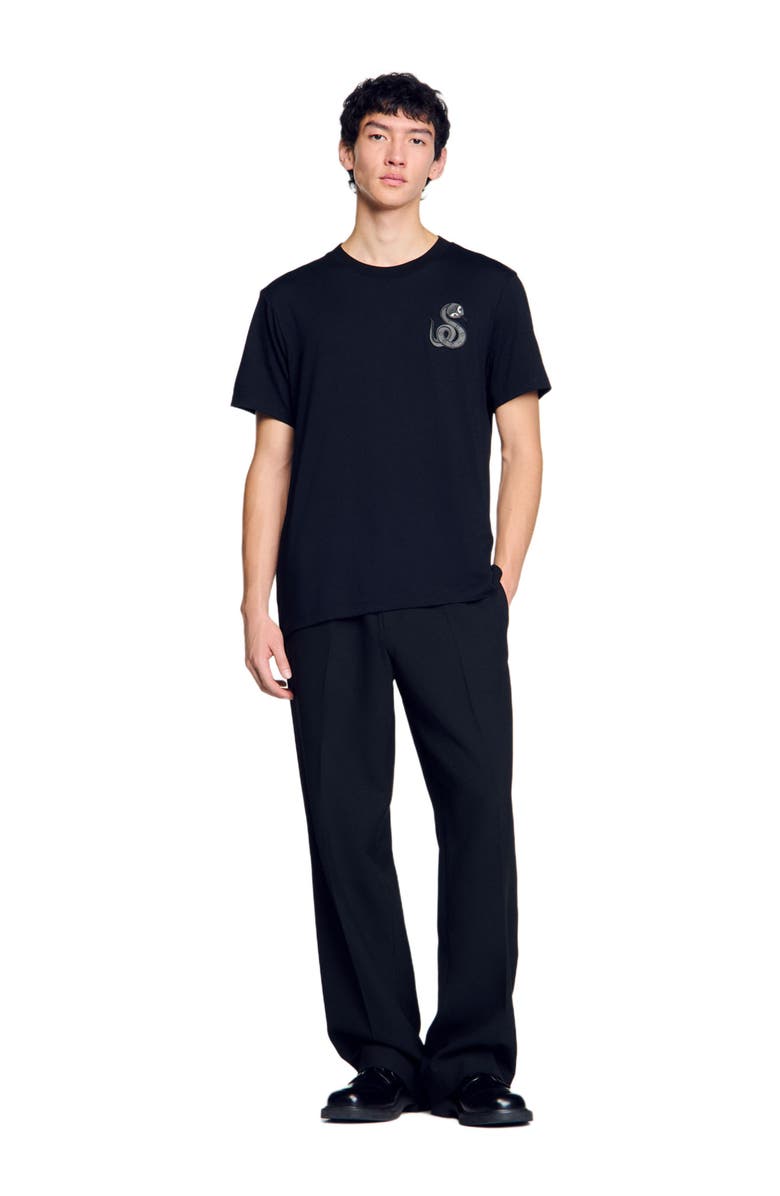 SANDRO T-shirt with Square Cross patch, Alternate, color, 