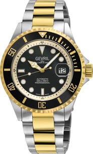 GEVRIL Wall Street Automatic Two-Tone Bracelet Watch, 43mm