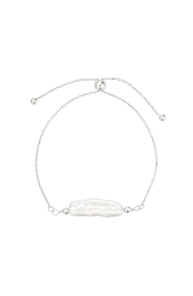 Untamed Petals Bree Baroque Pearl Bracelet, Main, color, Silver