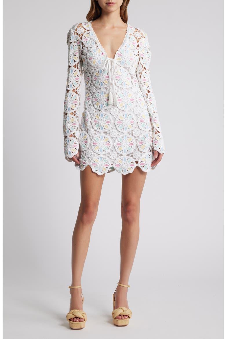 Poemes Long Sleeve Lace Minidress, Main, color, GARDEN PETALS MULTI