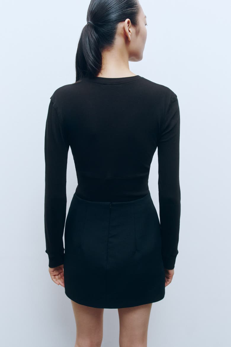 Long-sleeved Cotton Top, Alternate, color, Black