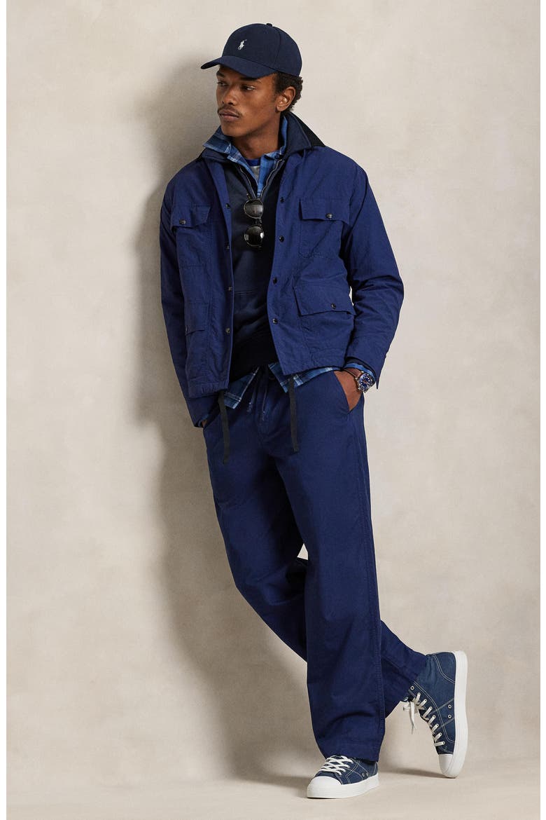 Prepster Pleated Cotton Twill Easy Drawstring Pants, Alternate, color, SPRING NAVY