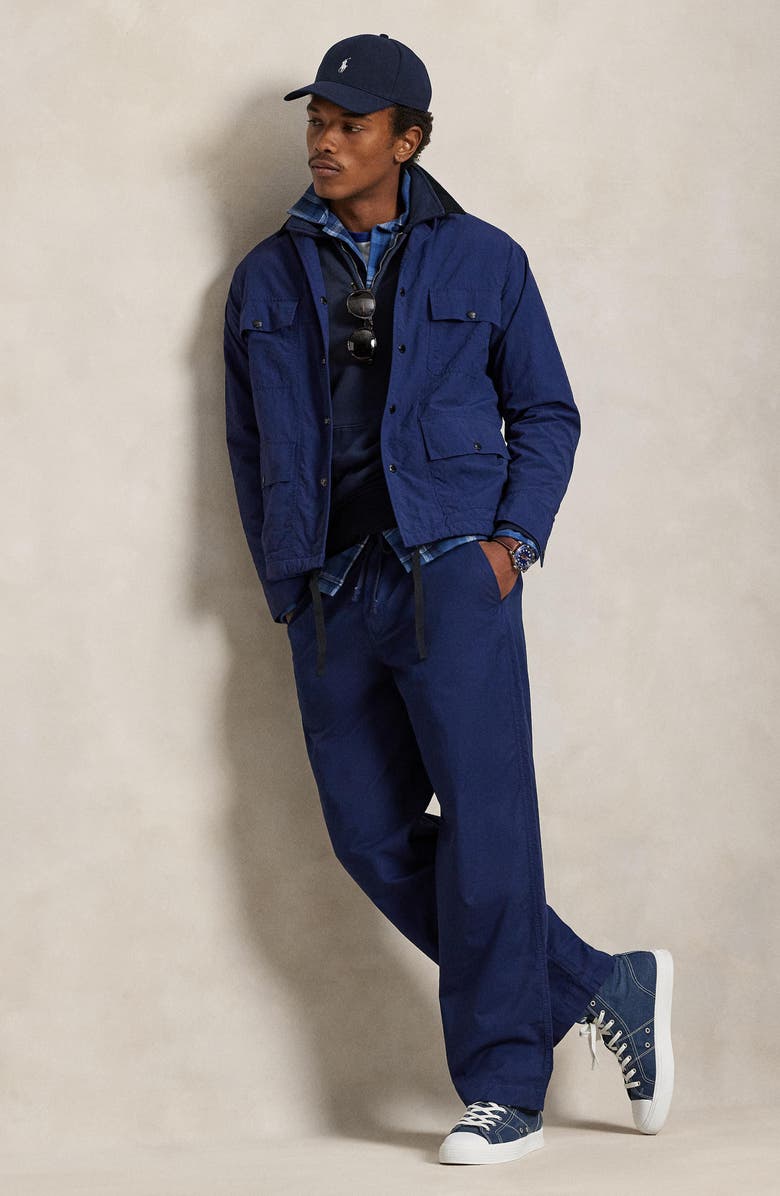 Polo Ralph Lauren Prepster Pleated Cotton Twill Easy Drawstring Pants, Alternate, color, Spring Navy