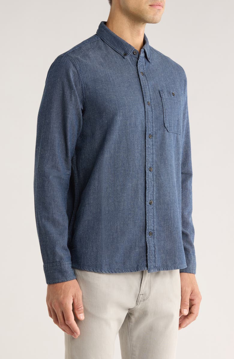 Roark Scholar Organic Cotton Chambray Button-Down Shirt, Alternate, color, Mid Indigo