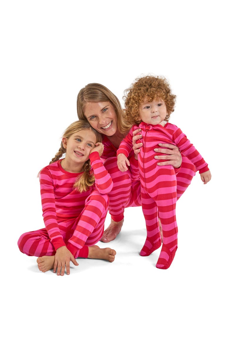 Leveret Kids Two-Piece Striped Cotton Matching Family Pajamas, Alternate, color, Red & Pink