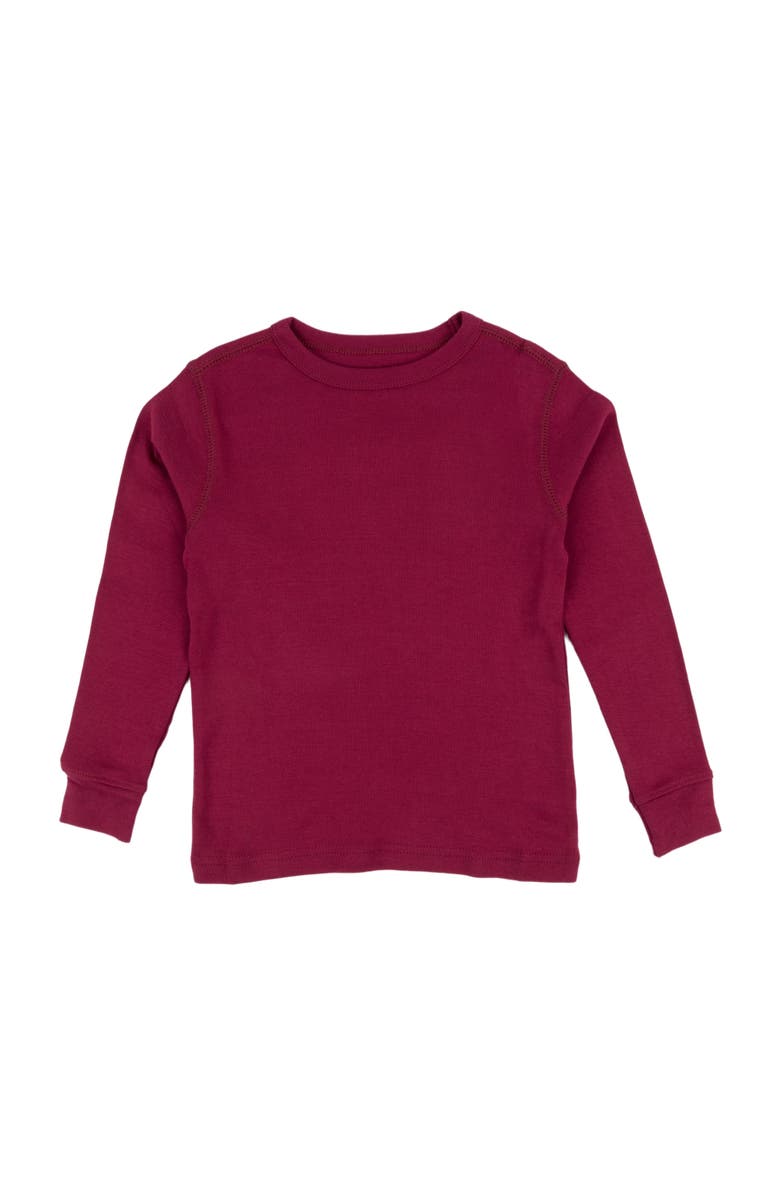 Leveret Kids Long Sleeve T-Shirt, 100% Cotton, Solid Colors, Main, color, Maroon