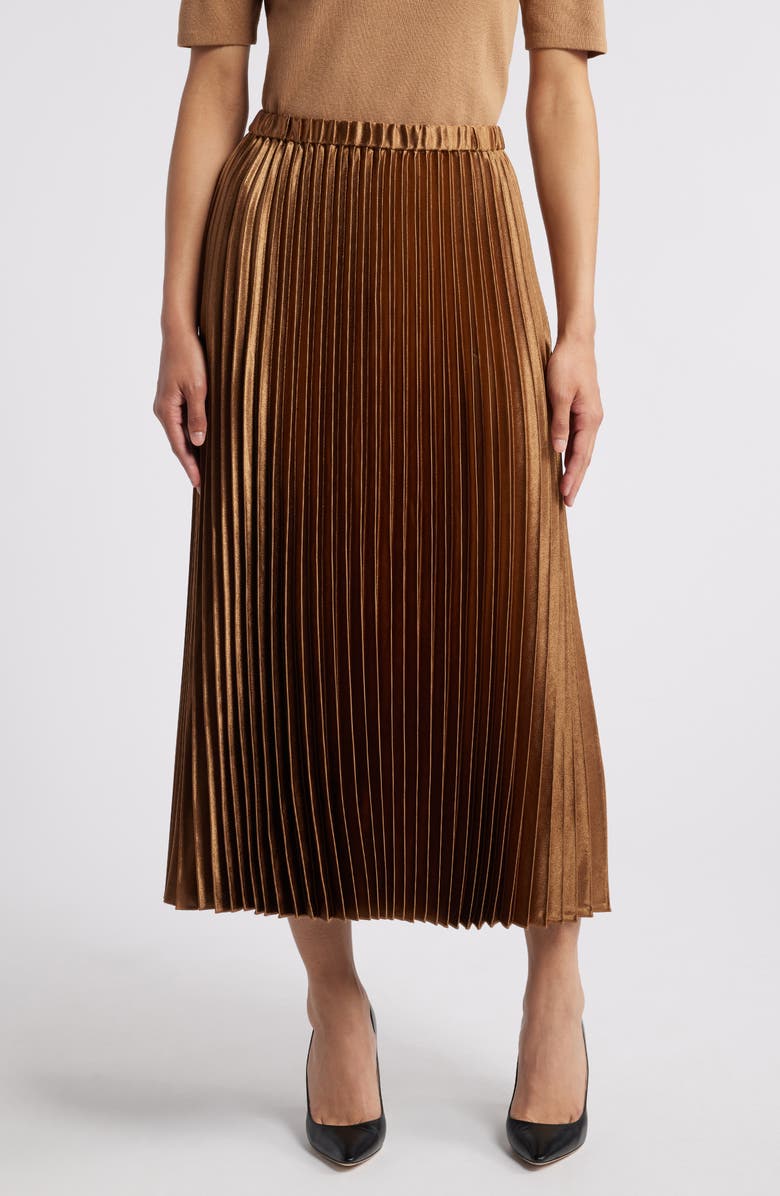 Anne Klein Pleated Satin Skirt, Main, color,