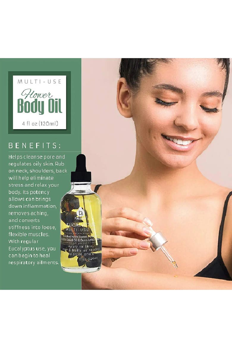Eucalyptus Flower Multi Use Body Oils 4 Oz, Alternate, color, Green