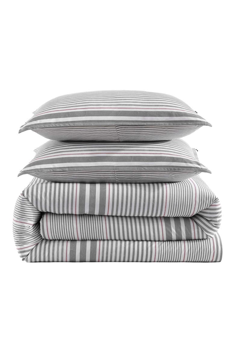 Danbury Stripe Cotton Percale Comforter & Shams Set, Main, color, DARK BLUE