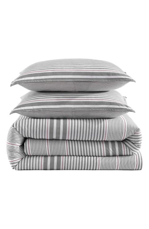 Danbury Stripe Cotton Percale Comforter & Shams Set