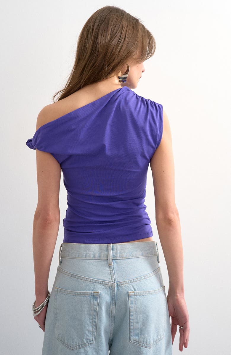 Topshop Knot One-Shoulder Top, Alternate, color, Purple