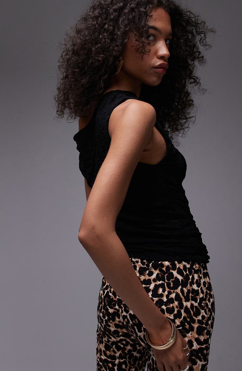 Topshop One-Shoulder Lace Top, Alternate, color, 