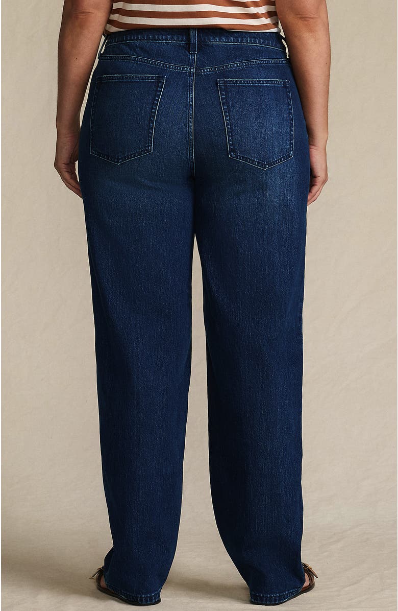 Lands' End Petite Soft Denim Mid Rise Relaxed Straight Leg Jeans, Alternate, color, Dark Indigo Blue Wash