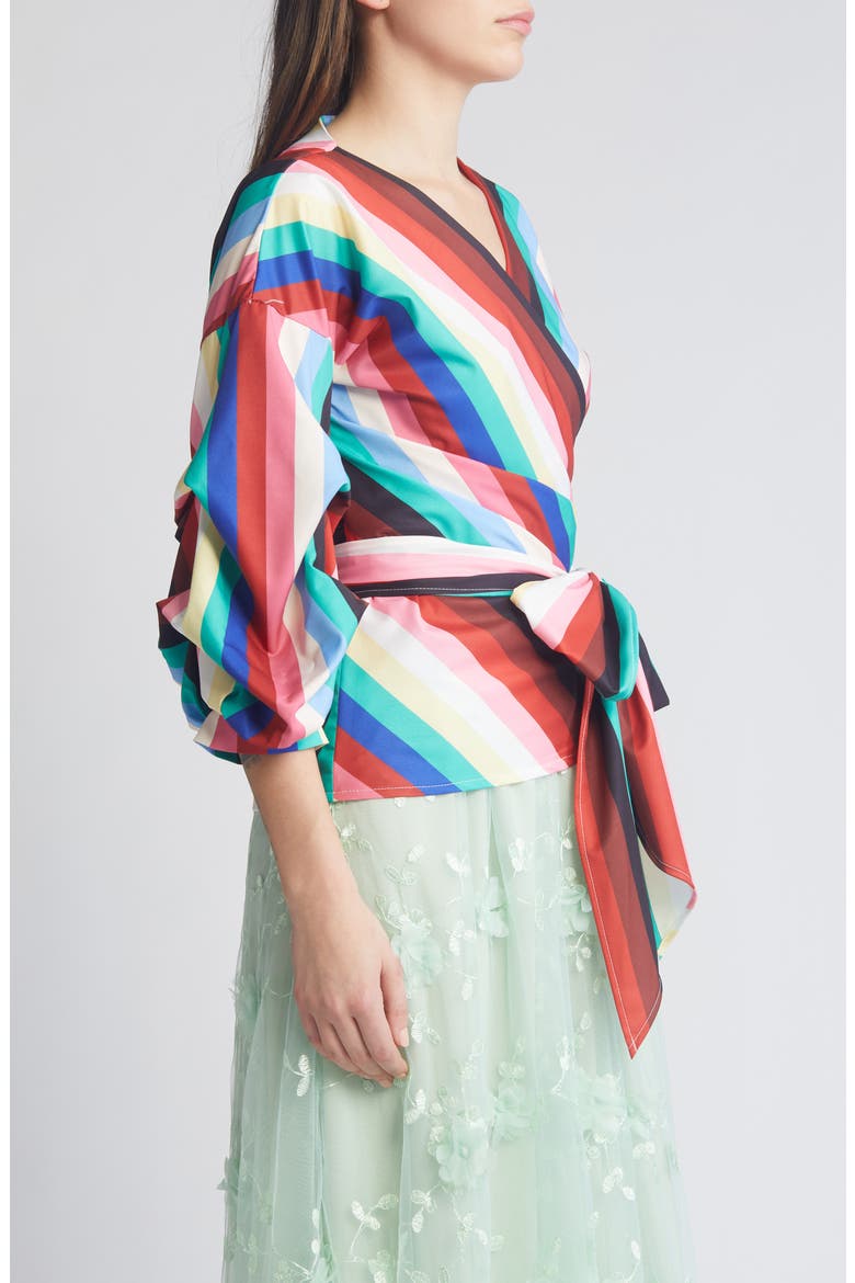Anna Tie Waist Wrap Top, Alternate, color, RAINBOW