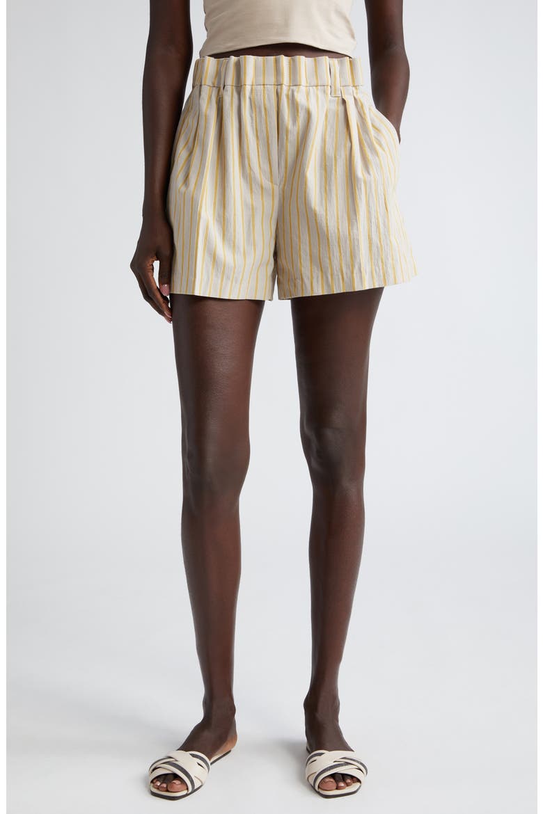 Stripe Cotton Blend Bermuda Shorts, Main, color, C003 BEIGE/ YELLOW