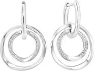 EFFY Sterling Silver Diamond Orbital Circle Drop Huggie Hoop Earrings