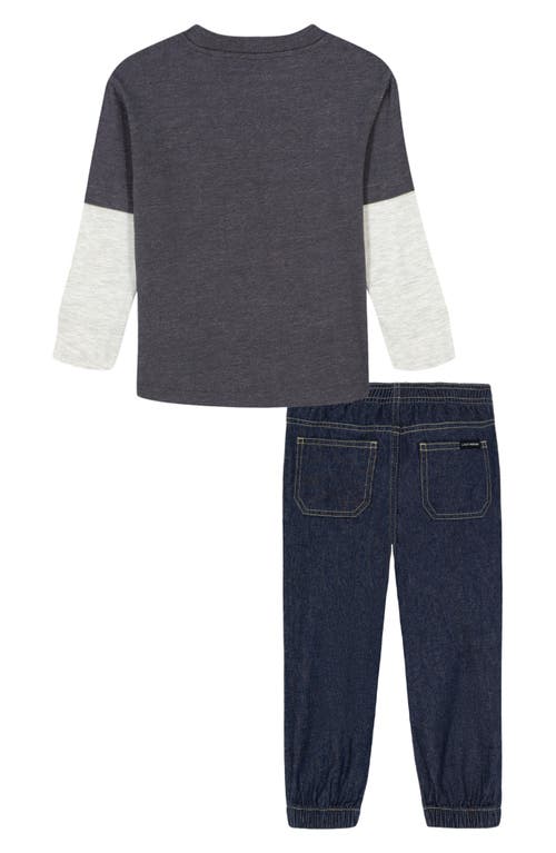 Lucky Brand Kids' Bear Guitar Knit T-shirt & Joggers Set In Gray