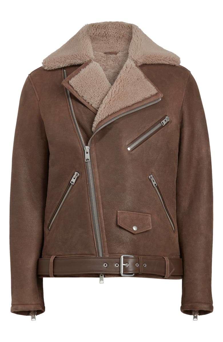 AllSaints Terro Genuine Shearling Lined Leather Jacket, Alternate, color, 