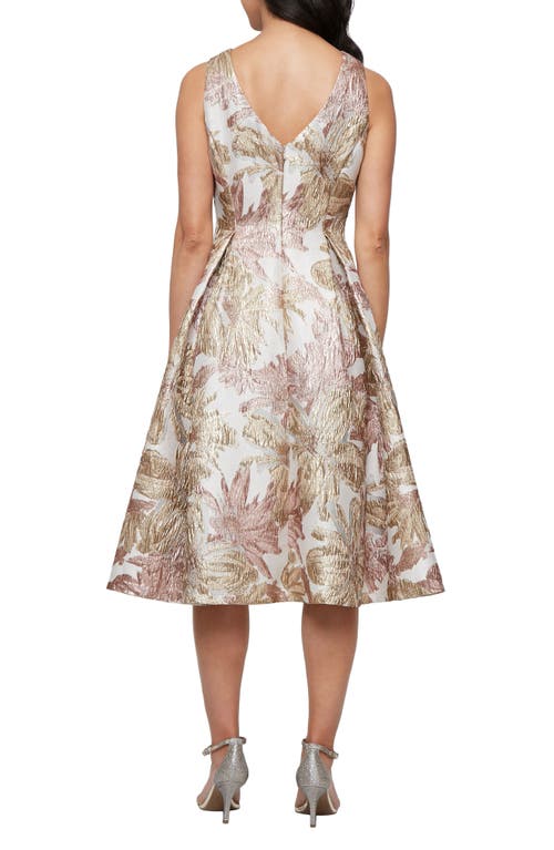 Alex Evenings Petite Metallic Jacquard A-line Dress
