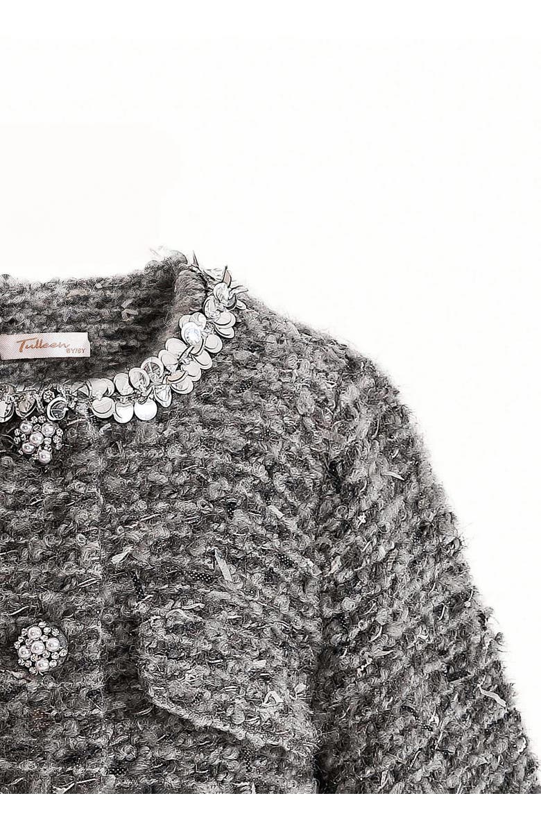 Tulleen Boucle Jewel-Collar Jacket, Alternate, color, Grey