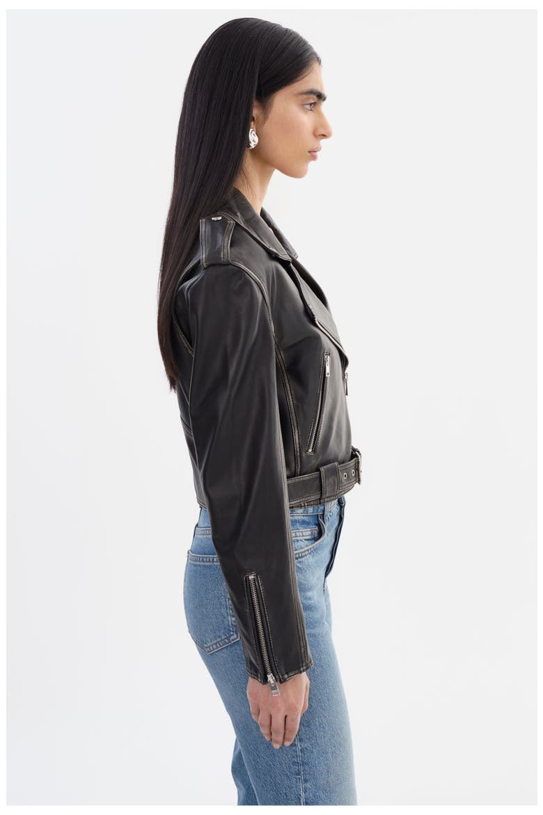 FORD | Distressed Leather Jacket, Alternate, color, Vintage Black