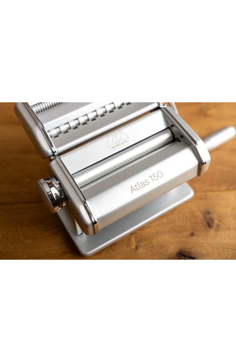 Marcato Atlas 150 Pasta Machine with Cutter, Hand Crank, and Instructions, Made in Italy, Alternate, color, Ice