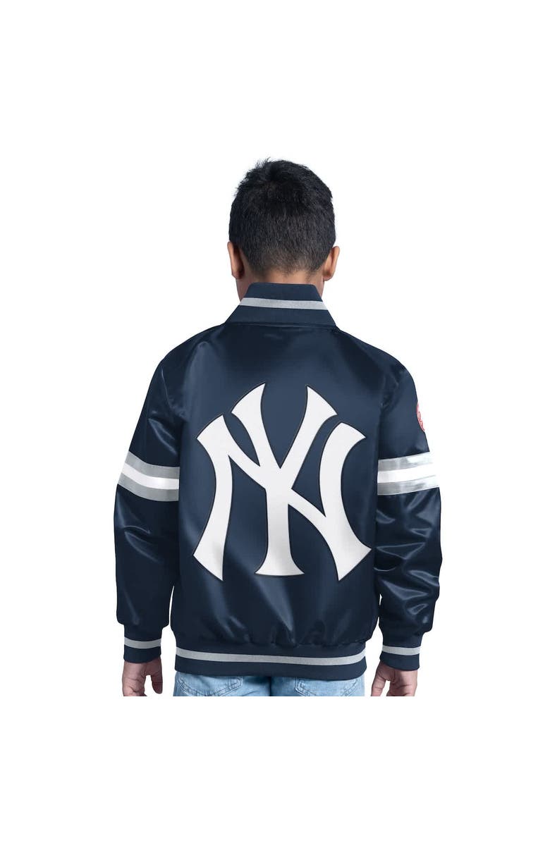 STARTER Youth Starter  Navy New York Yankees Scrimmage Full-Snap Varsity Jacket, Alternate, color, 