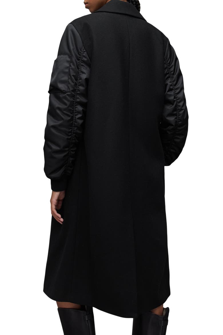 Paulah Wool Blend Longline Coat, Alternate, color, BLACK
