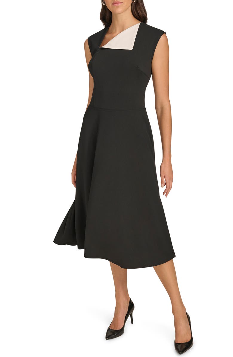 Calvin Klein Asymmetric Foldover A-Line Midi Dress, Main, color, 