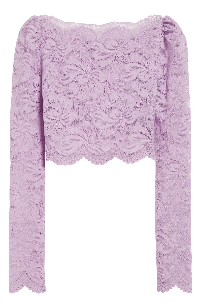 Rabanne Bateau Neck Stretch Lace Crop Top, Alternate, color,